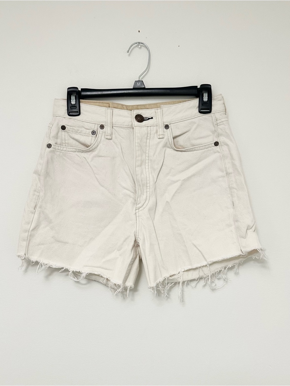 Rag & Bone Alex High Rise Straight Cut Off Denim Shorts in Color ECRU Women's 27